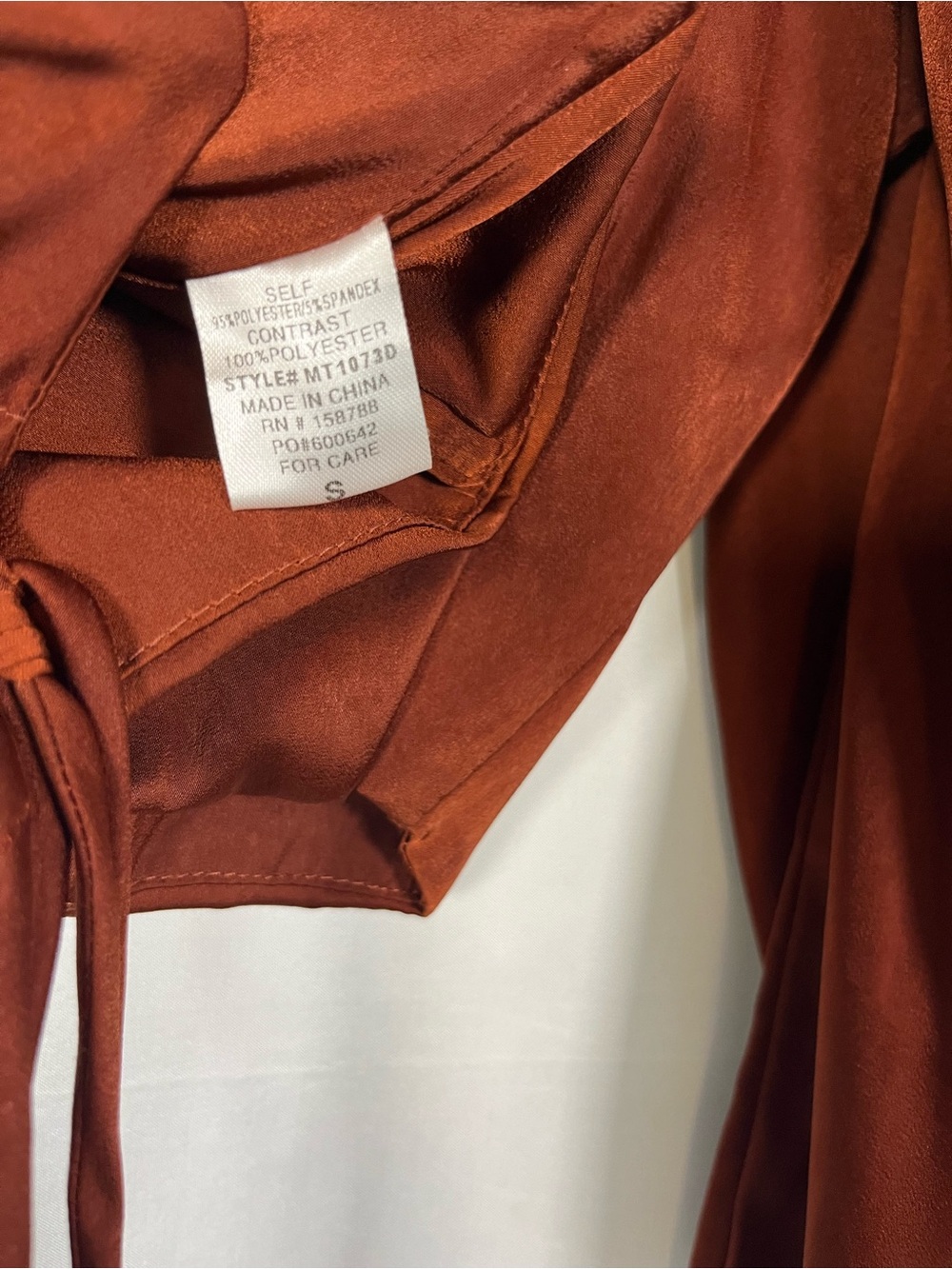 Mable rust satin corset lace up puff sleeve crop top sz s sexy night out - Picture 7 of 7